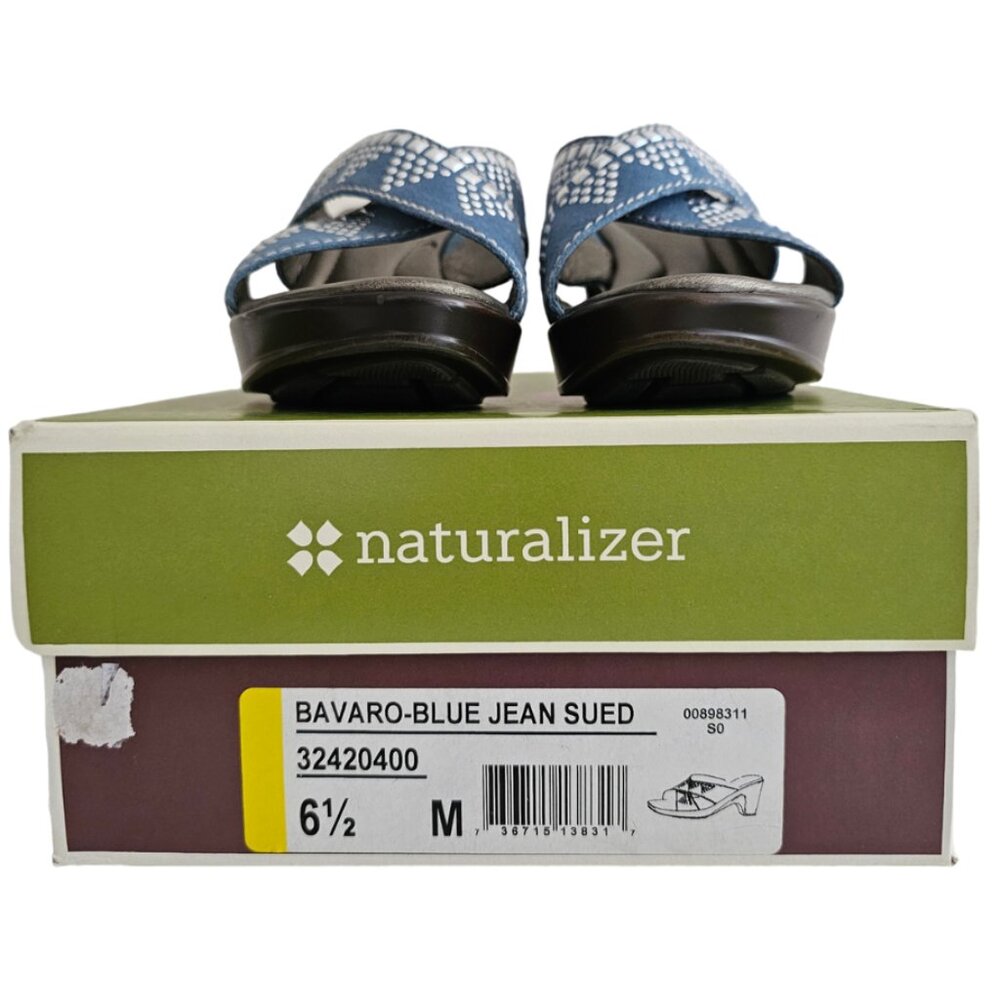 Naturalizer Bavaro Blue Jean Suede Heeled Sandals with Rhinestones | NIB | 6.5 M - Picture 6 of 14